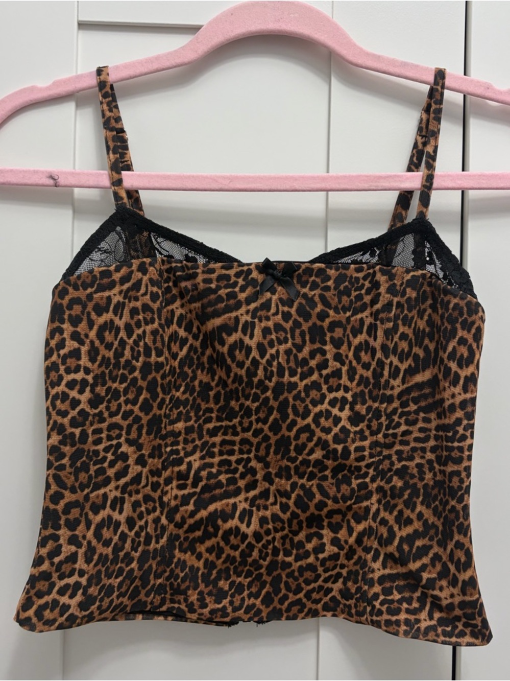 Edikted Leopard Print Lace Trim Corset Tank